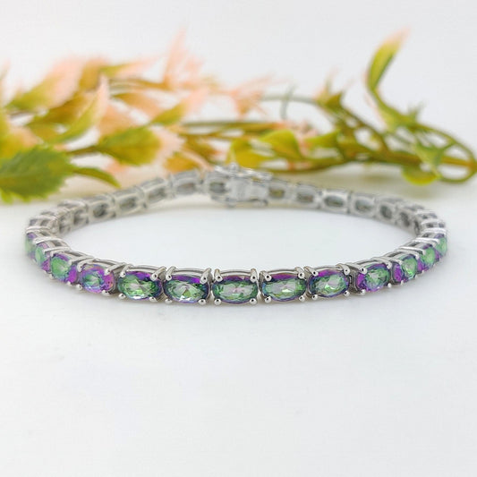 Mystic Topaz Tennis Bracelet: Sterling Silver November Birthstone Jewelry