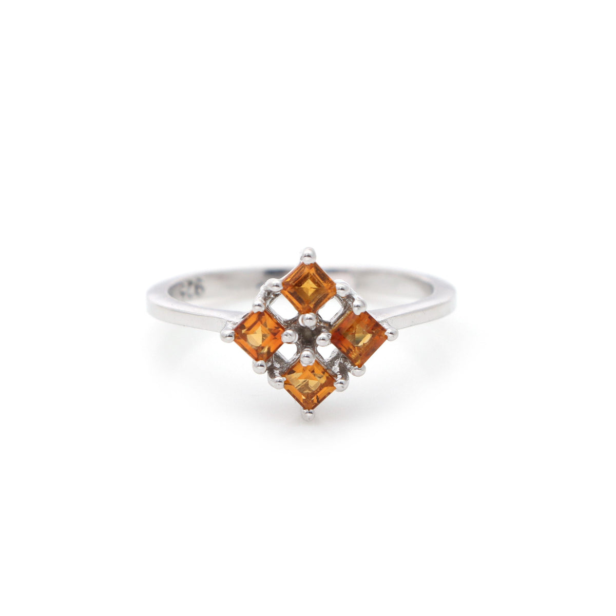 Handmade Sterling Silver Citrine Ring, Square Gemstone Stacking Ring