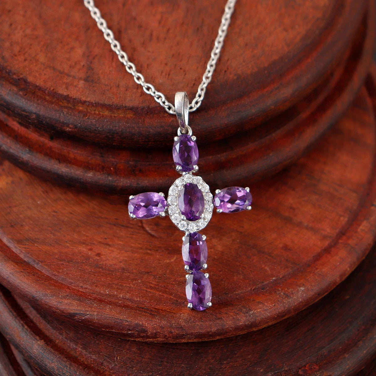 Amethyst Cross Pendant: Sterling Silver, Holy Cross, Unique Gifts Christmas