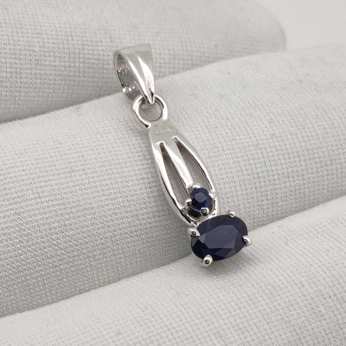 Natural Blue Sapphire Pendant, Sterling Silver Necklace, Sapphire Jewelry, September Birthstone, Anniversary Gift