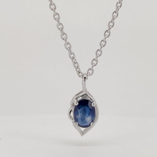 Handmade Sapphire Pendant, Sterling Silver Blue Sapphire Jewelry, September Birthstone, Women's Gifts For Her