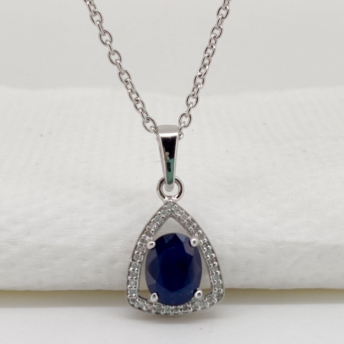 Sapphire Pendant, Handmade Sterling Silver Blue Sapphire Jewelry, September Birthstone, Women's Gifts For Her