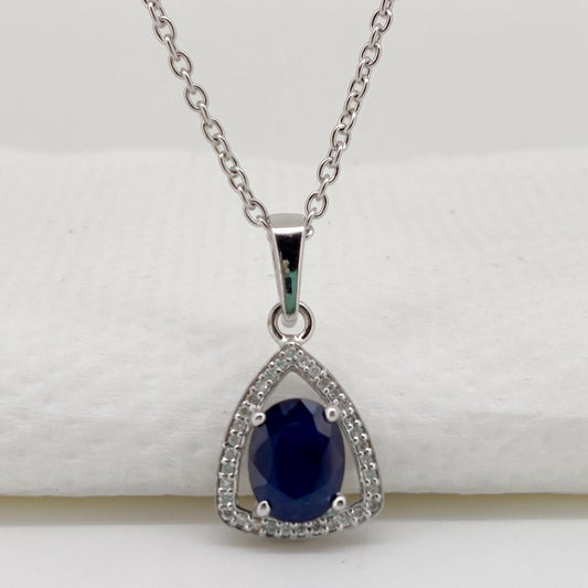 Sapphire Pendant, Handmade Sterling Silver Blue Sapphire Jewelry, September Birthstone, Women's Gifts For Her