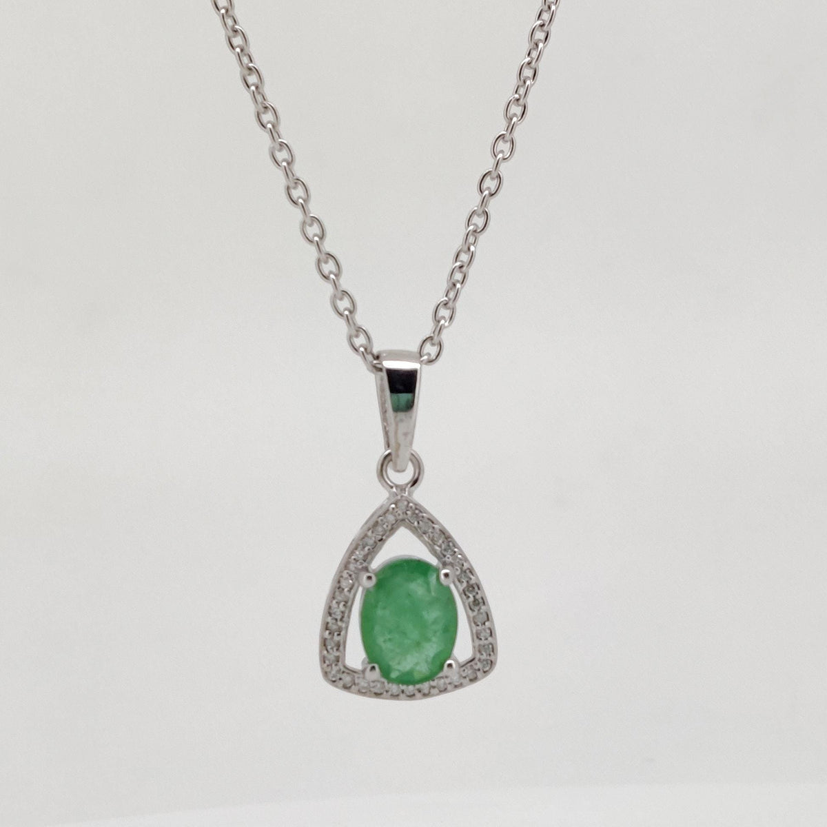 Emerald Pendant, Handmade Sterling Silver Green Emerald Jewelry, May Birthstone, Wedding   gift for her