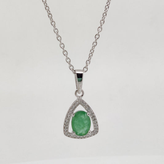Emerald Pendant, Handmade Sterling Silver Green Emerald Jewelry, May Birthstone, Wedding   gift for her