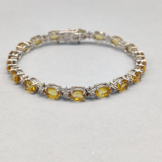 Sterling Silver Citrine Tennis Bracelet, Oval Gemstone, November Birthstone