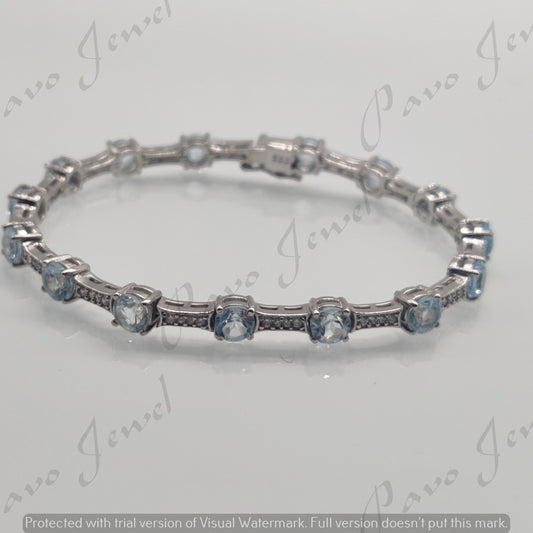 Sterling Silver Blue Topaz Tennis Bracelet – November Birthstone Jewelry