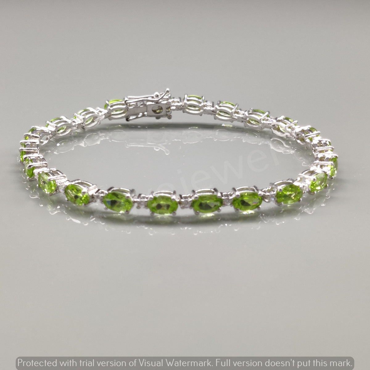 Oval Peridot Gemstone Bracelet, 925 Sterling Silver Tennis Bracelet