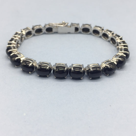 Black Star Bracelet Sterling Silver Cabochon Tennis Bracelet