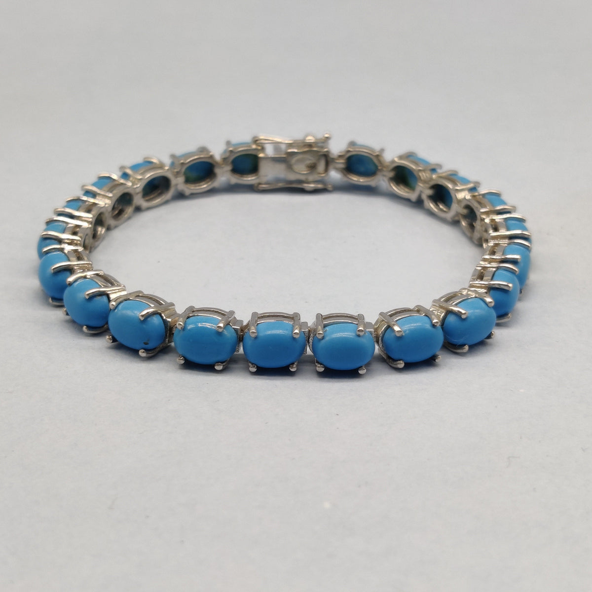 Sterling Silver Turquoise Tennis Bracelet, December Birthstone, Women's Jewelry