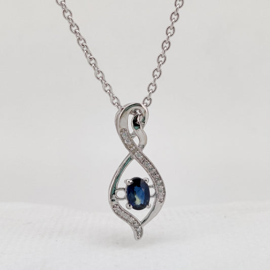 Blue Sapphire Minimalist Pendant, Handmade Sterling Silver Necklace, Sapphire Jewelry, September Birthstone, Anniversary Gift