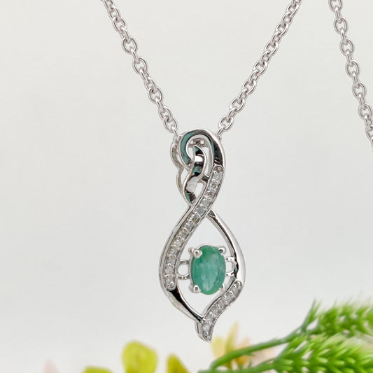 Emerald Gemstone Pendant, Handmade Sterling Silver Necklace, Green Emerald Jewelry, May Birthstone, Anniversary Gift