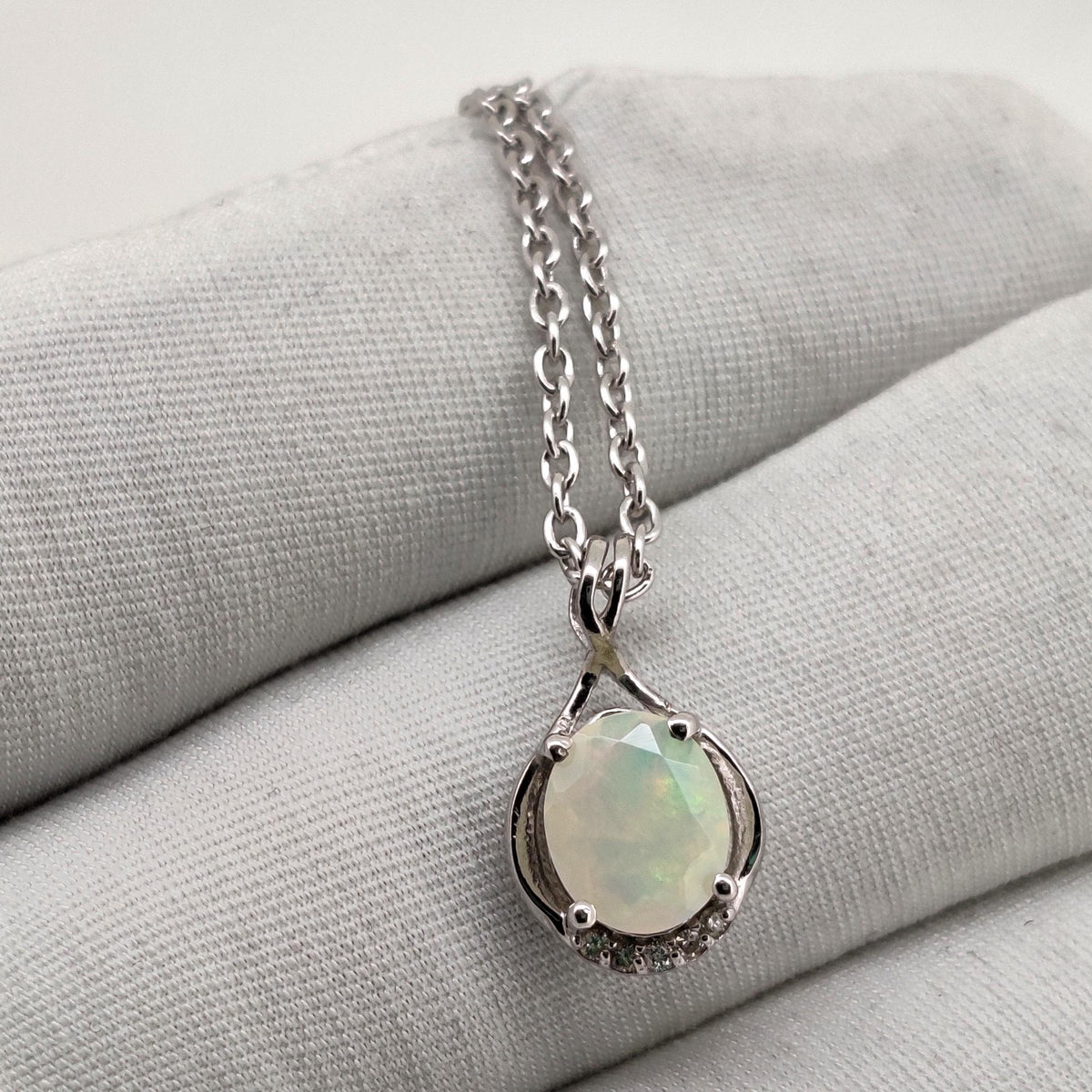 Natural Opal Pendant-925 Sterling Silver Jewelry-October Birthstone-Handmade Jewelry-Anniversary Gift