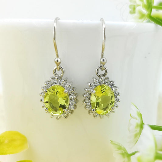 Natural Lemon Topaz Dangle Earring-925 Sterling Silver-Lemon Jewelry-November Birthstone