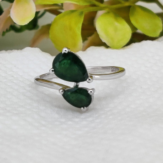 Natural Emerald Ring, 925 Sterling Silver Ring, May Birthstone, Handmade Gemstone Jewelry