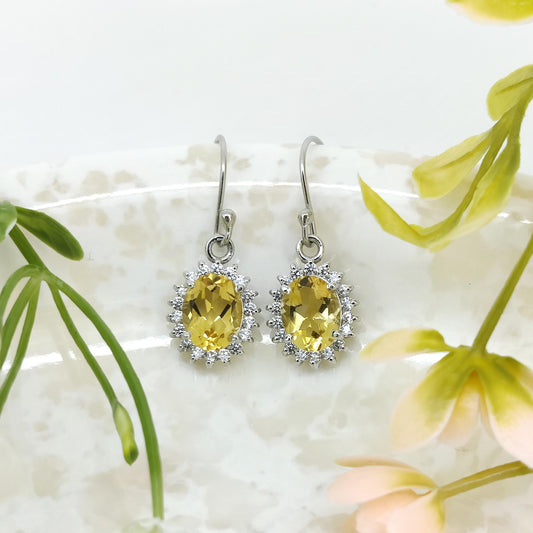 Sterling Silver Citrine Dangle Earrings: November Birthstone Jewelry