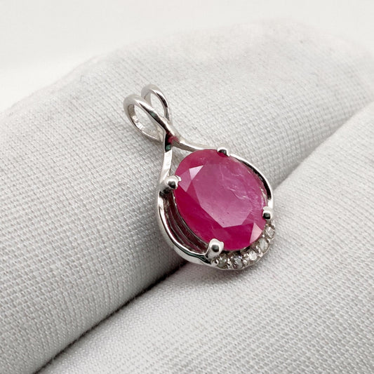Natural Ruby Pendant-925 Sterling Silver-July Birthstone-Handmade Gemstone Jewelry-Anniversary Gift