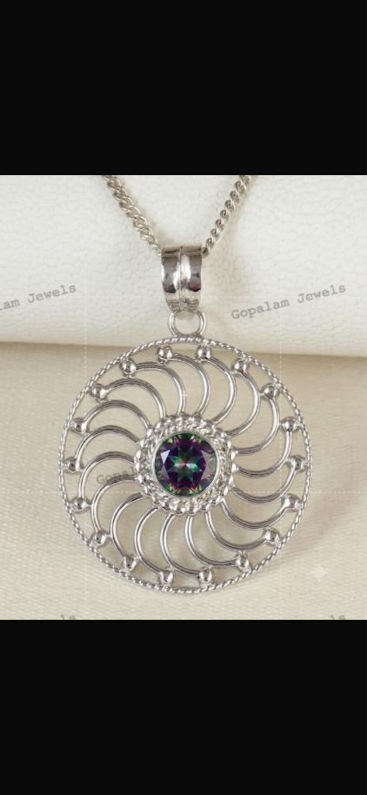 Mystic Pendent 925 Silver Natural Rhodium Finish